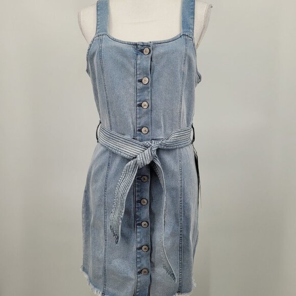 Rewash Dresses & Skirts - Rewash Light Wash Denim Button Front Mini Dress